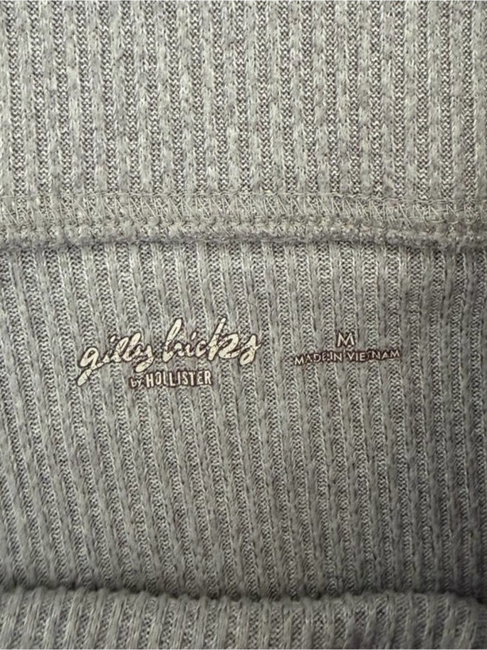 Hollister Light Gray Ribbed Flared Track Pants - Picture 2 of 6